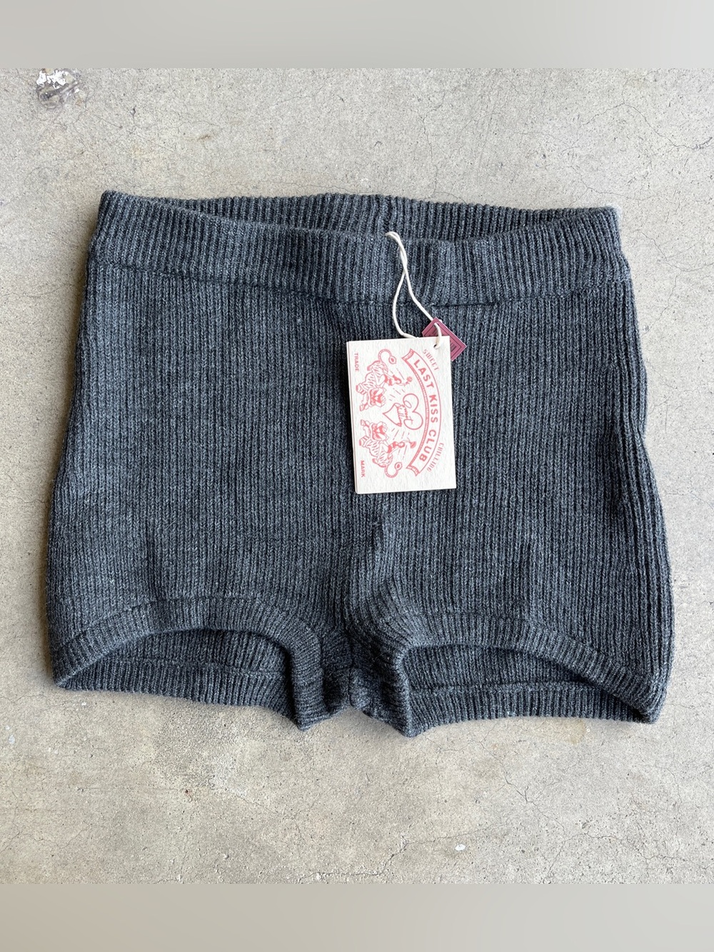 Sweet Chilling Ribbed Knit Charcoal Bike Shorts